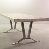 Large Denisco Style Vintage Design Ceramic Tiles Coffee Table + Chrome Base