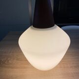 Opal glass and teak suspension