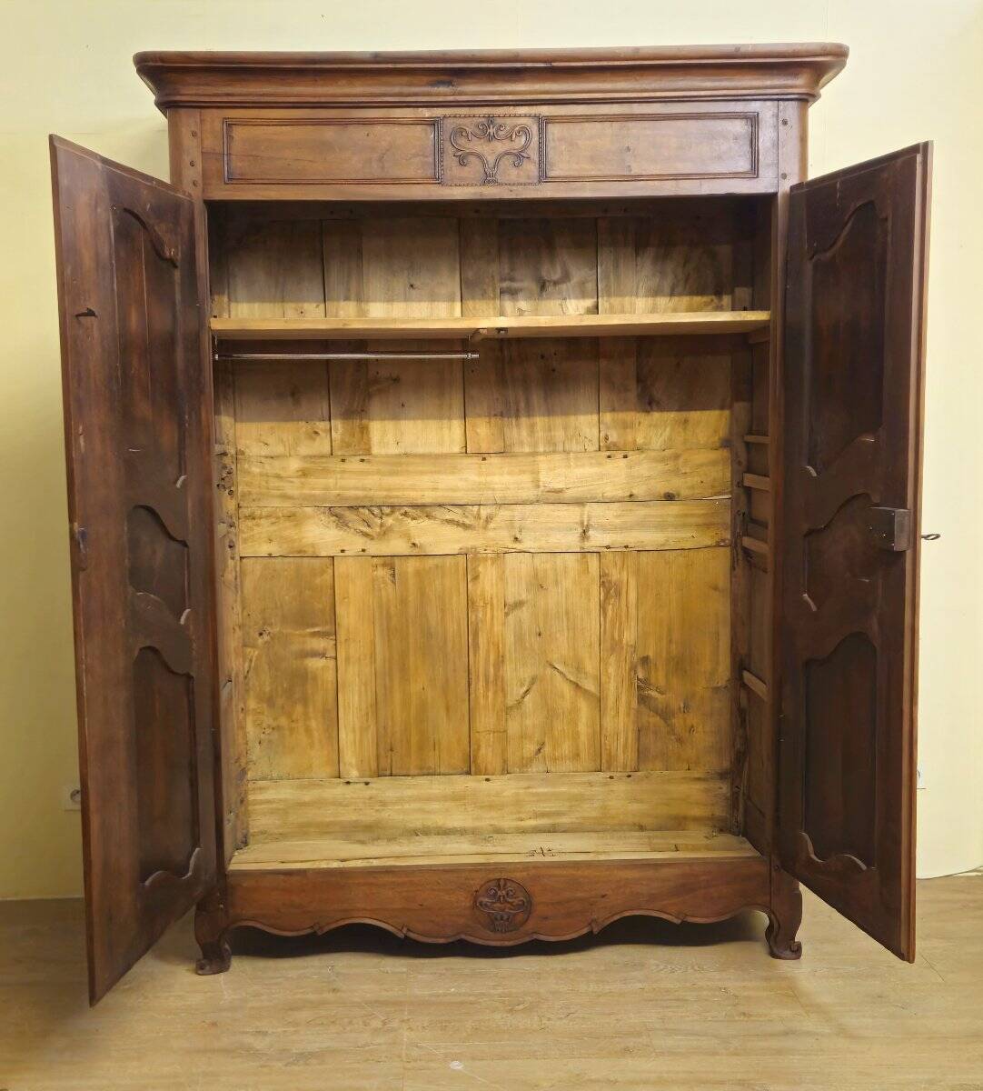 Louis XV period wardrobe, made of solid walnut.