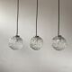 Set of 3 vintage glass pendant lamps