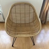 Fauteuil osier et acier