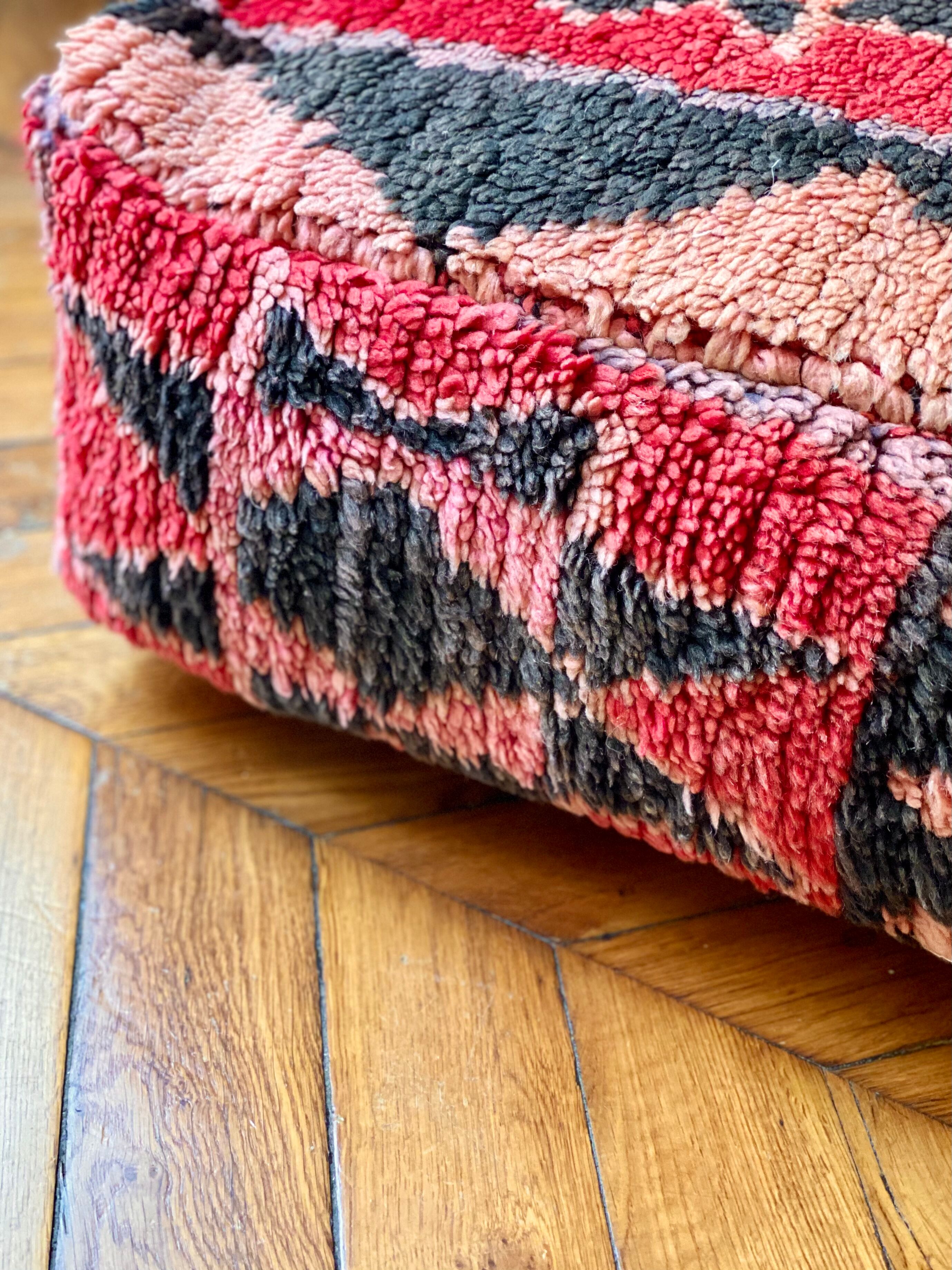 Pouf cushion of Moroccan Berber soil old vintage boujad