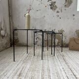 1950s metal and glass nesting coffee tables