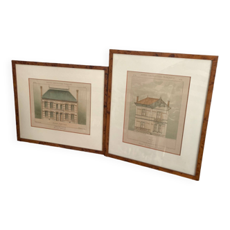 Pair of engravings of early 20th century architectural projects