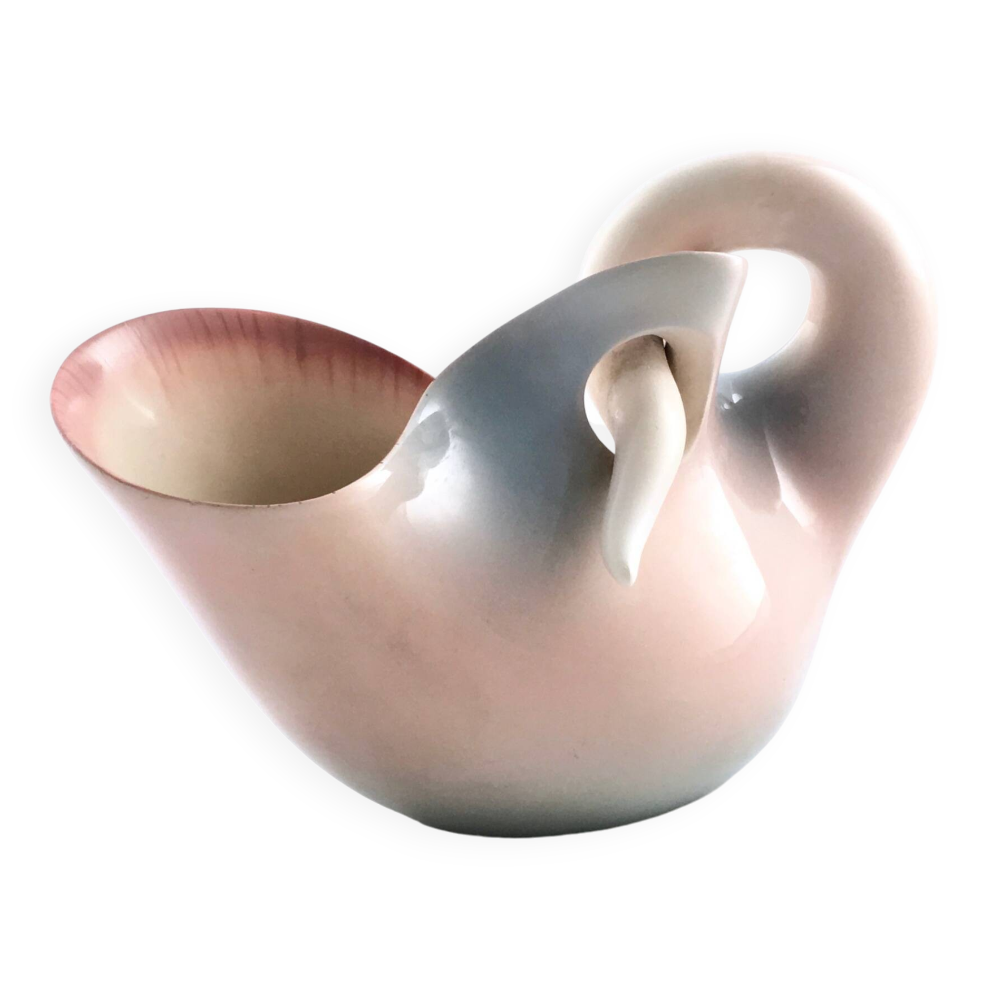 Light Pink Lacquered Terracotta Centerpiece Model Nr 610 by Vibi, Turin, Italy