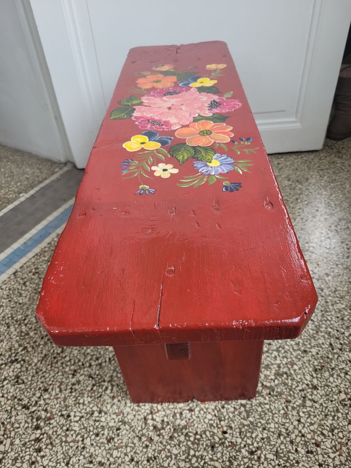 Bench with flowery decorations