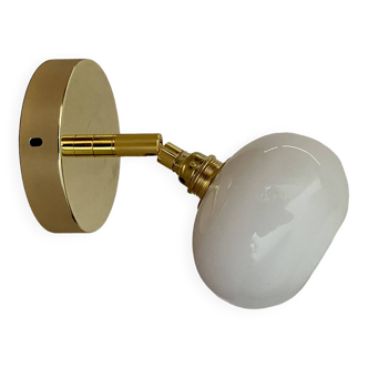 Vintage globe wall lamp in white opaline