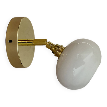 Vintage globe wall lamp in white opaline