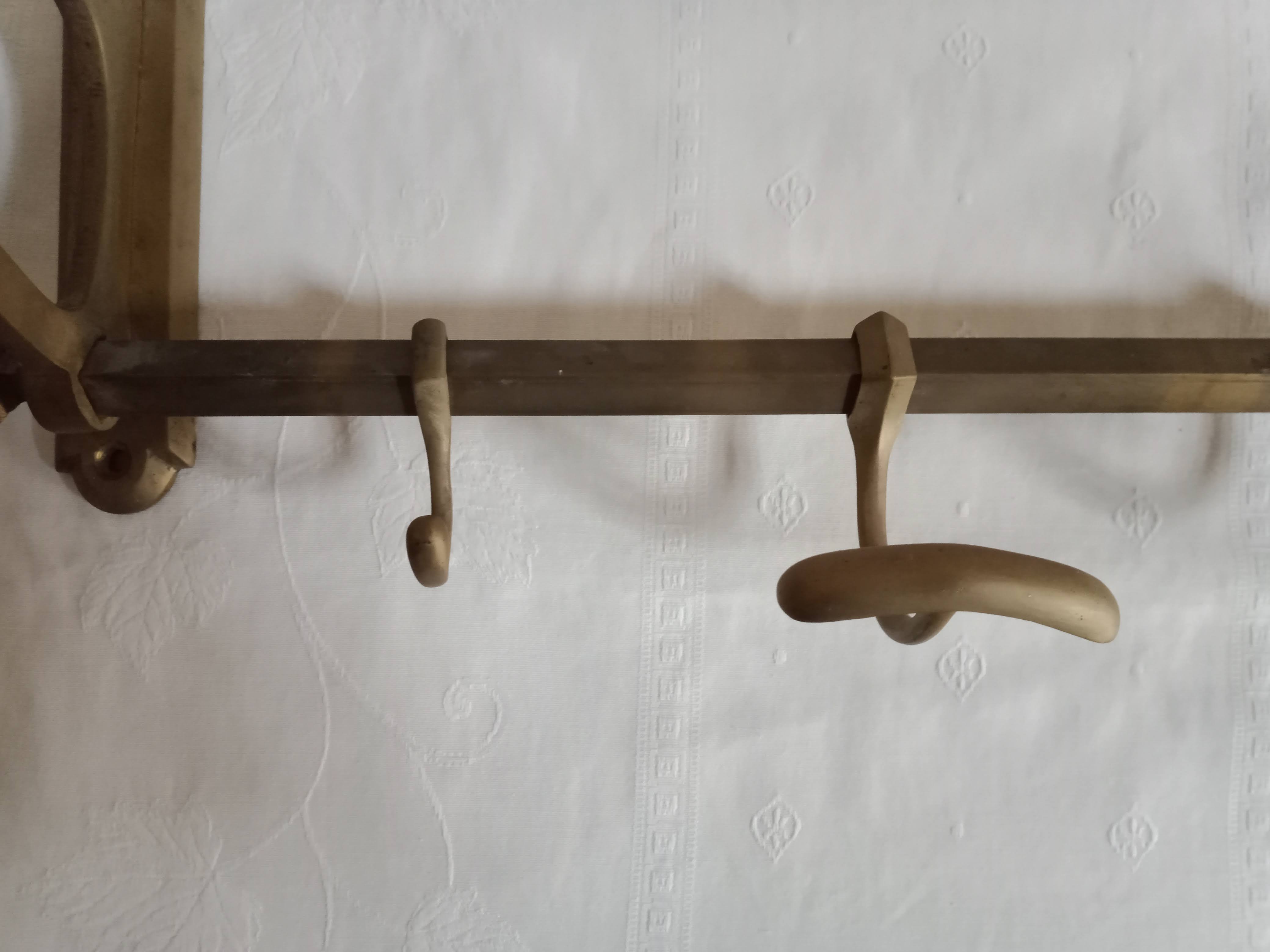 old brass wall coat rack