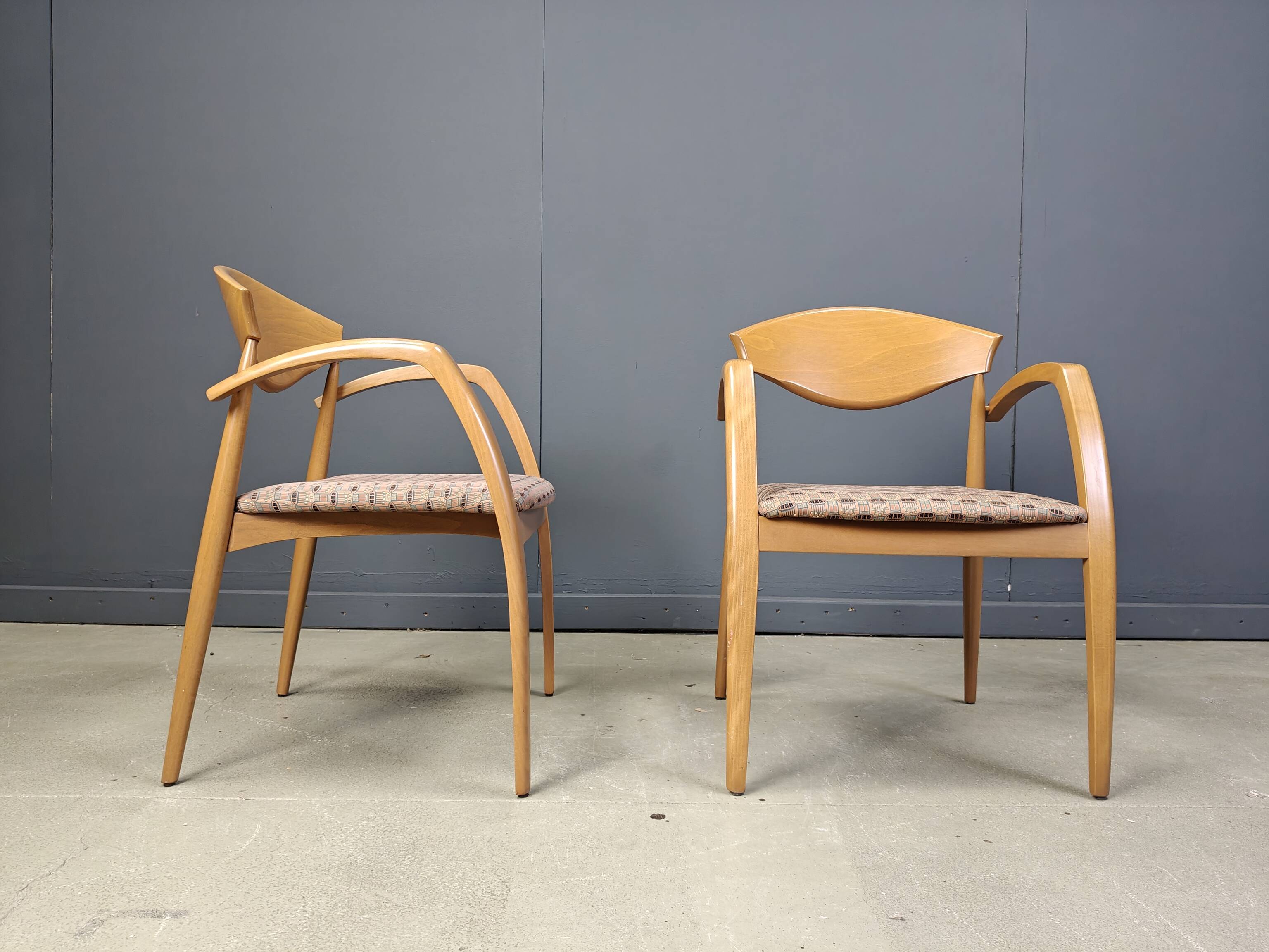 Vintage spanish wooden  armchairs, 1990s set of 6