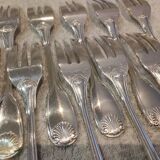 12 silver-plated metal cake forks by Christofle Vendôme 15.2