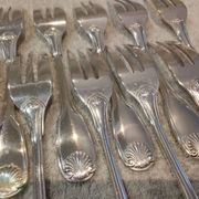 12 silver-plated metal cake forks by Christofle Vendôme 15.2
