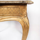 Rococo side table with marbled tabletop and frame of gilded wood, 1860s