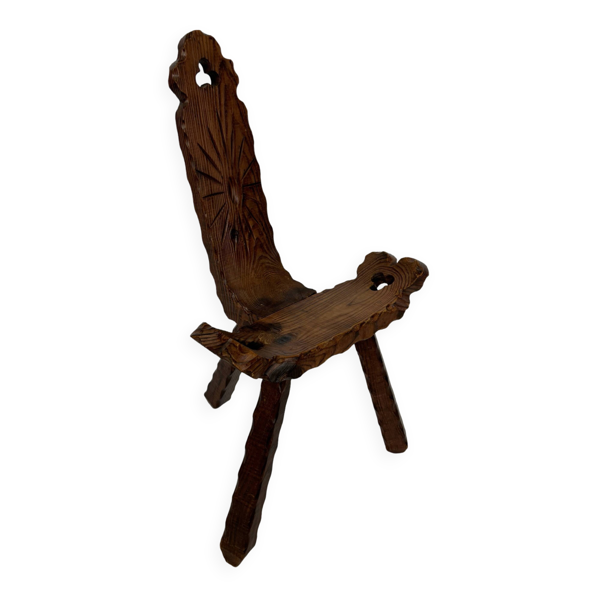 Vintage Spanish chair stool brutalist design