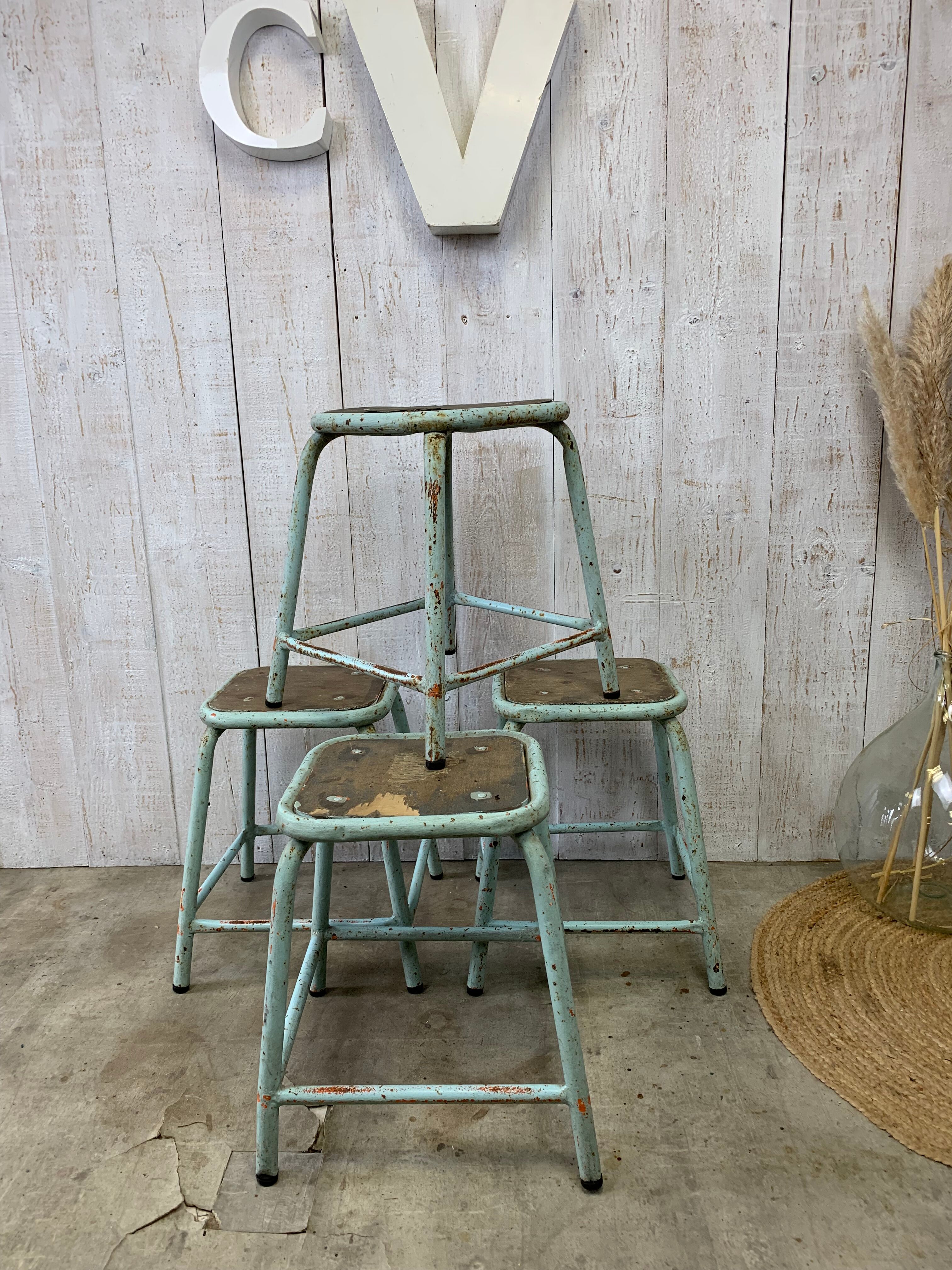 Series of 4 vintage stools