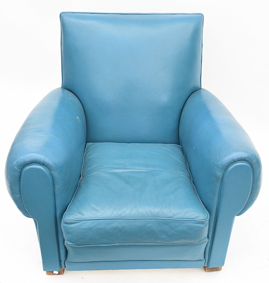 Club armchair in blue leather