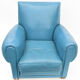 Fauteuil club en cuir bleu