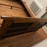 Handcrafted solid wood double bed and its superb headboard / bedside table