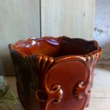 Cache-pot en ceramique Barbotine West Germany vintage