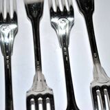 Sfam set of 6 table forks in silver metal chinon fillet 21.5cm