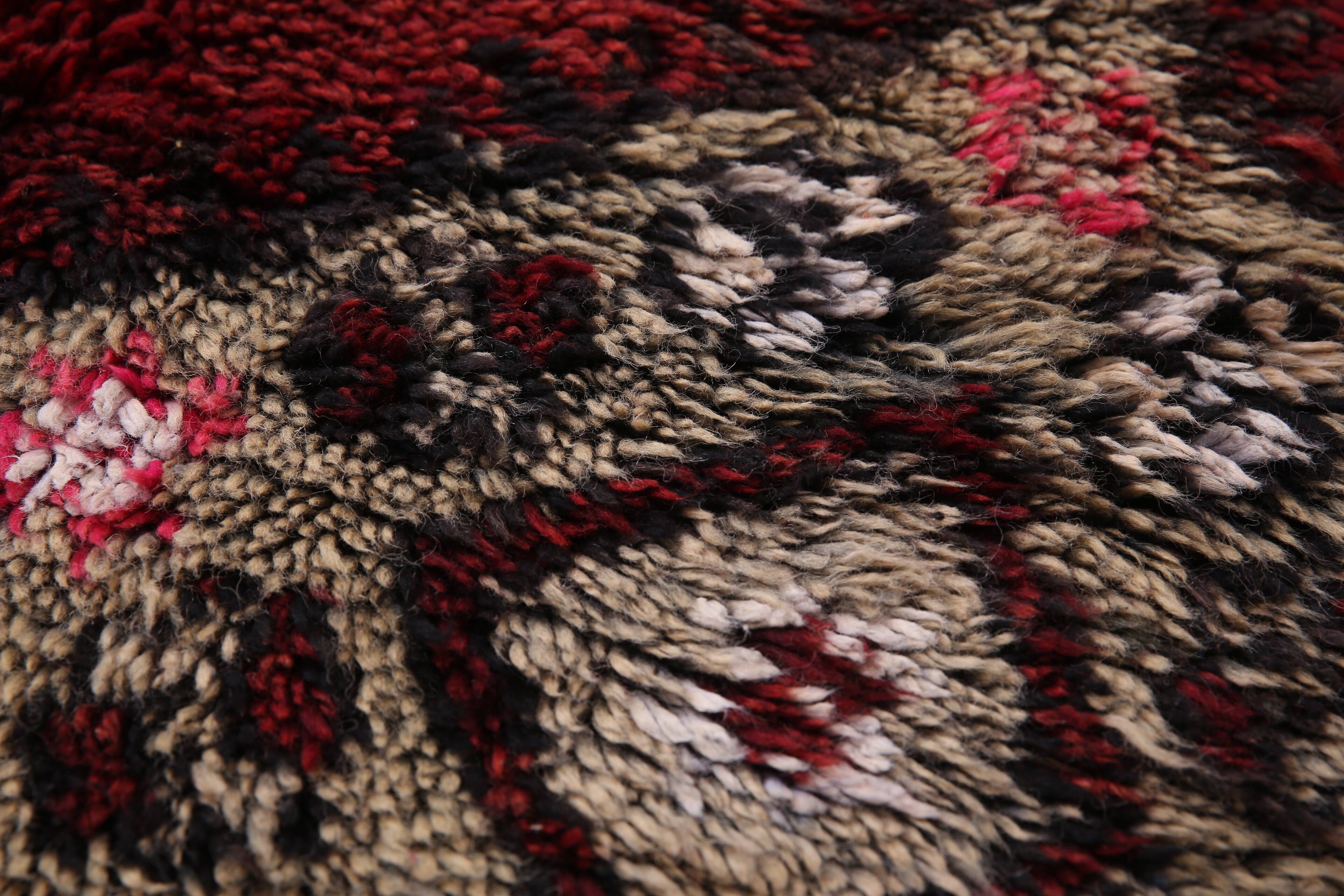 Burgundy Vintage Moroccan Rug 160 x 350 cm - Berber Wool Rug - Handmade rug