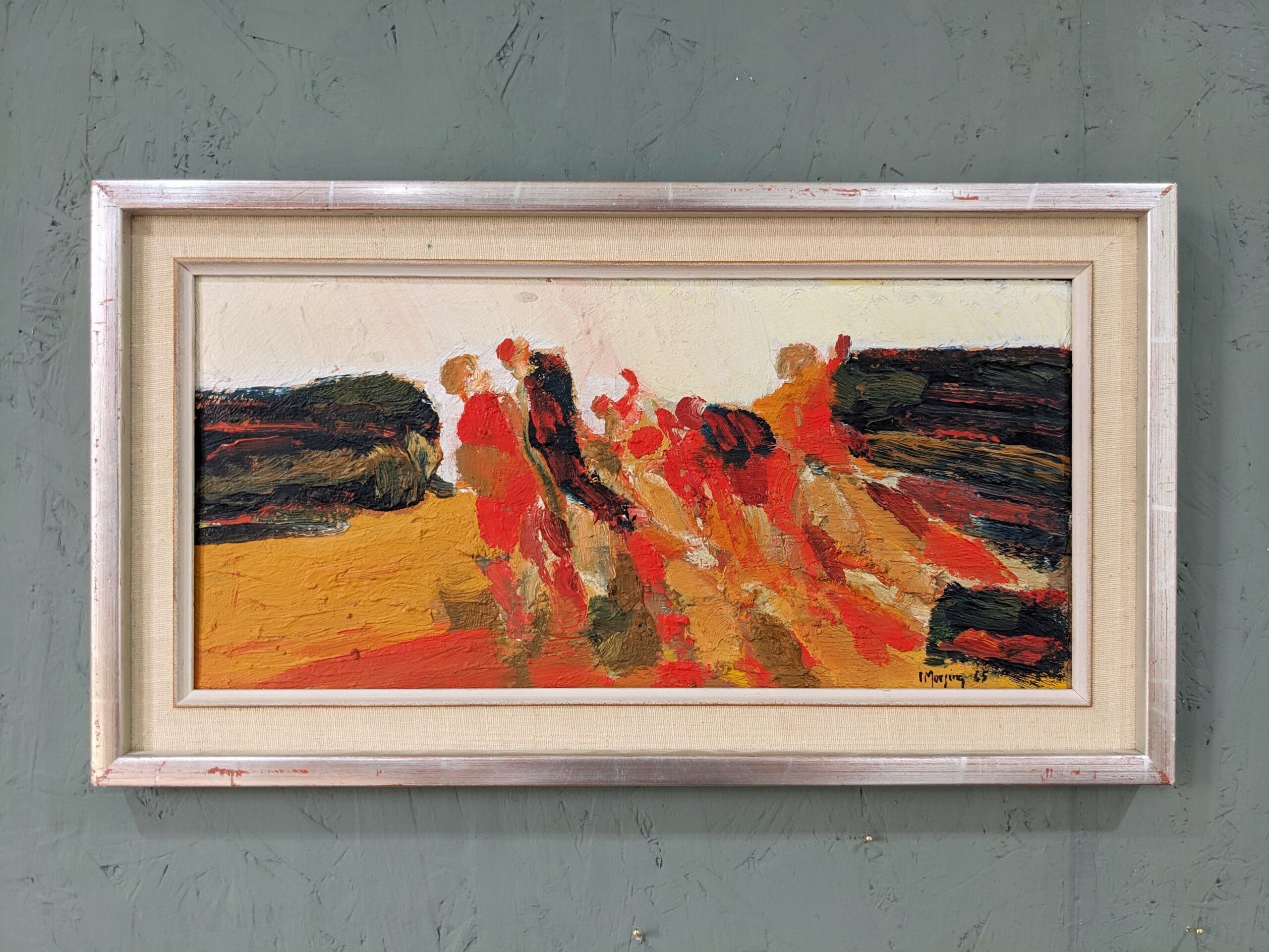 1965 Mid-Century Modern Swedish "Connection", Abstract Framed Oil Painting by Ivar Morsing
