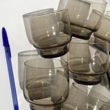 8 Low Smoked Water Glasses 70's
