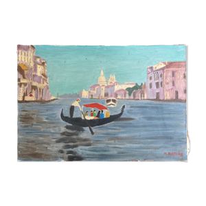 Tableau peinture ancienne - gondole