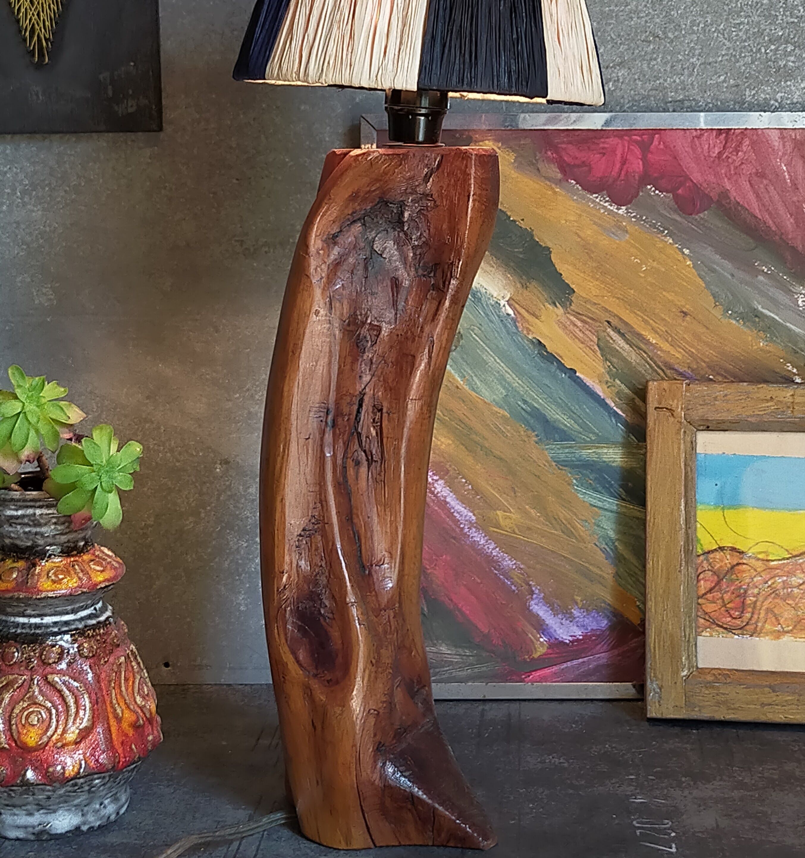 Free-form solid wood pose lamp in 1950s