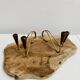 Pair of teak and brass candlesticks