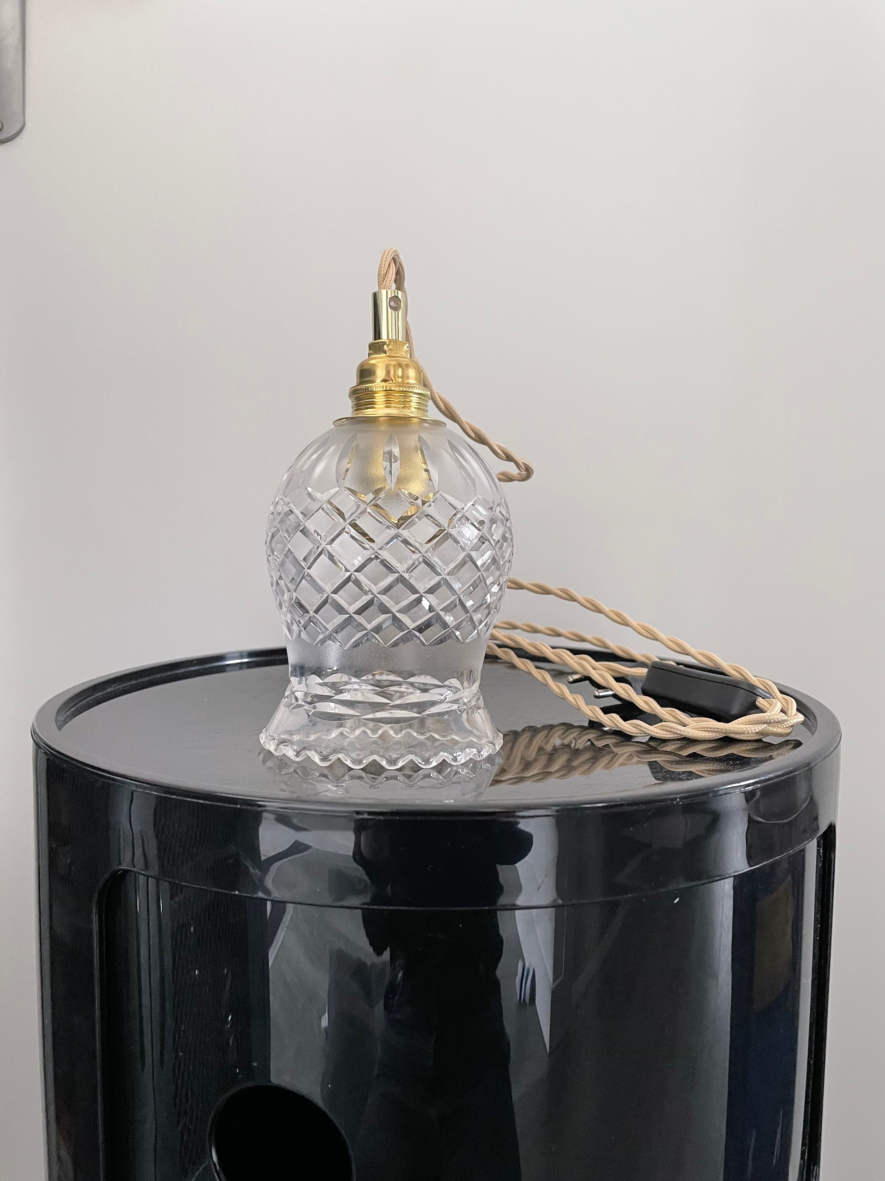 Vintage carved glass walker