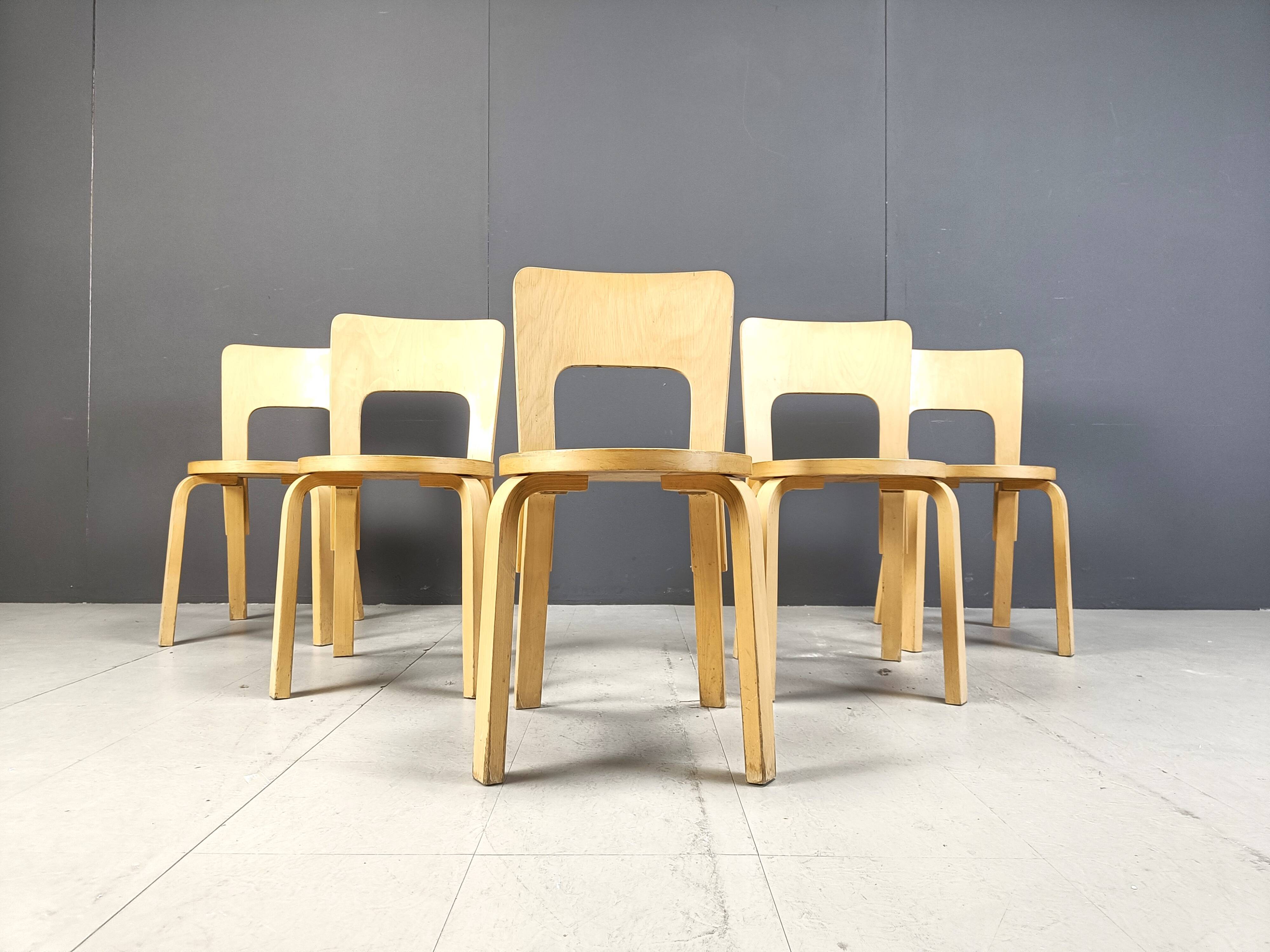 Model 66 dining chairs by Alvar Aalto for Artek, 1960s