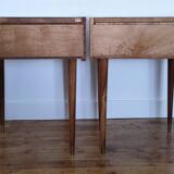 Paire chevets bois placage remarquable années 60