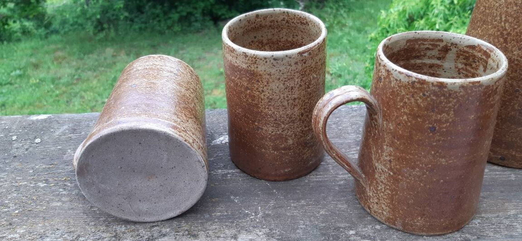 Pichet et gobelets grès pyrité France 1970
