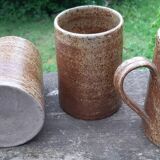 Pitcher and tumblers, pyrite stoneware, France, 1970