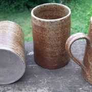 Pichet et gobelets grès pyrité France 1970