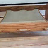 Table low pine and smoked glass