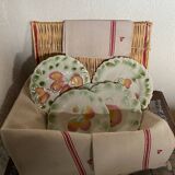 Set of 5 Sarreguemines dessert plates in vintage barbotine