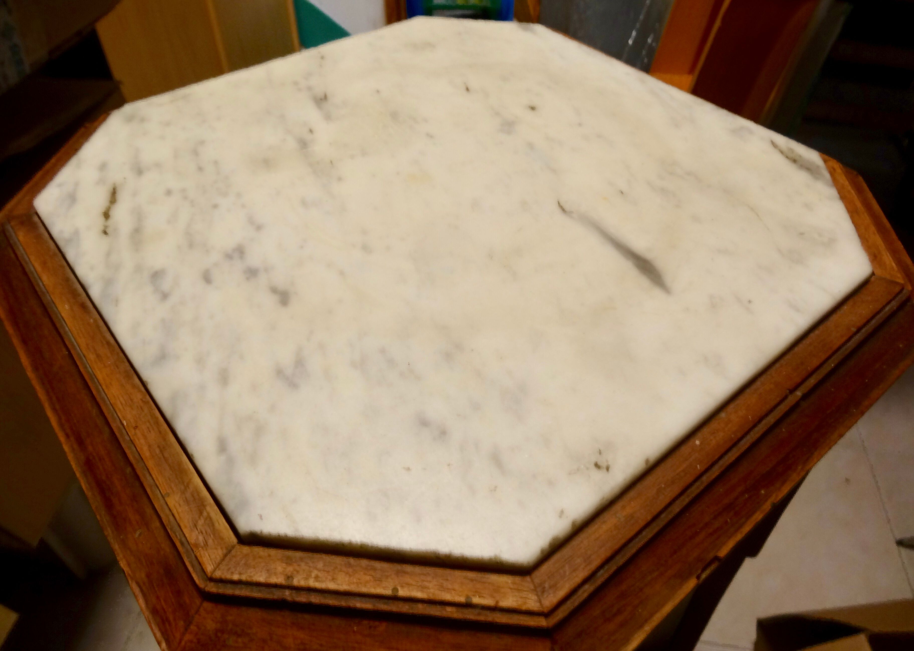 Side table wood and marble