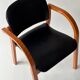 Chaise de bureau bois et Skaï noir 1980