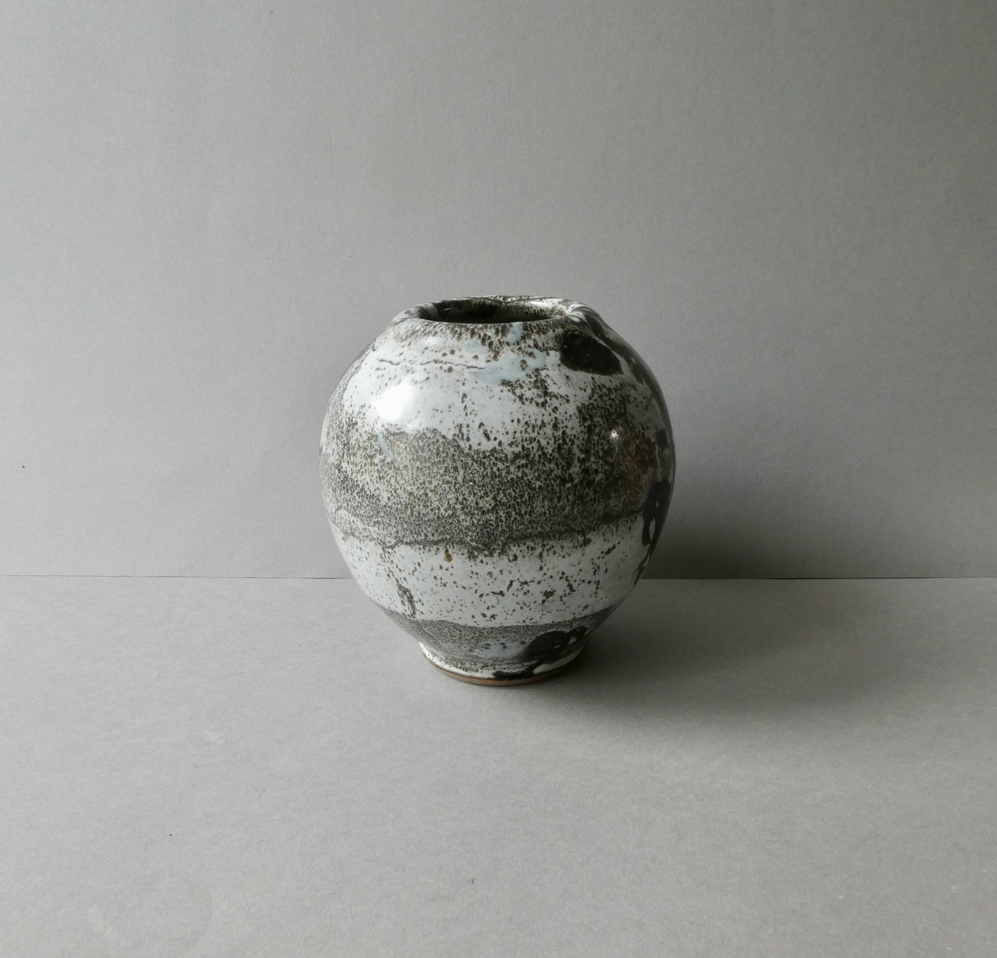 Stoneware vase with Japanese decor by Philippe Dubuc