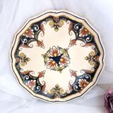 Decorative earthenware plate from Salins France, Buchy decor 25.5 cm