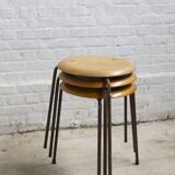 Set of 3, Early Tripod Dot Stool Arne Jacobsen by Fritz Hansen, 1960s