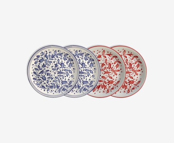 Lot de 4 assiettes à pâtes fabrication artisanale