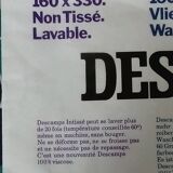 Nappe et serviettes  à fleurs bleues et vertes années 70 vintage marque descamps