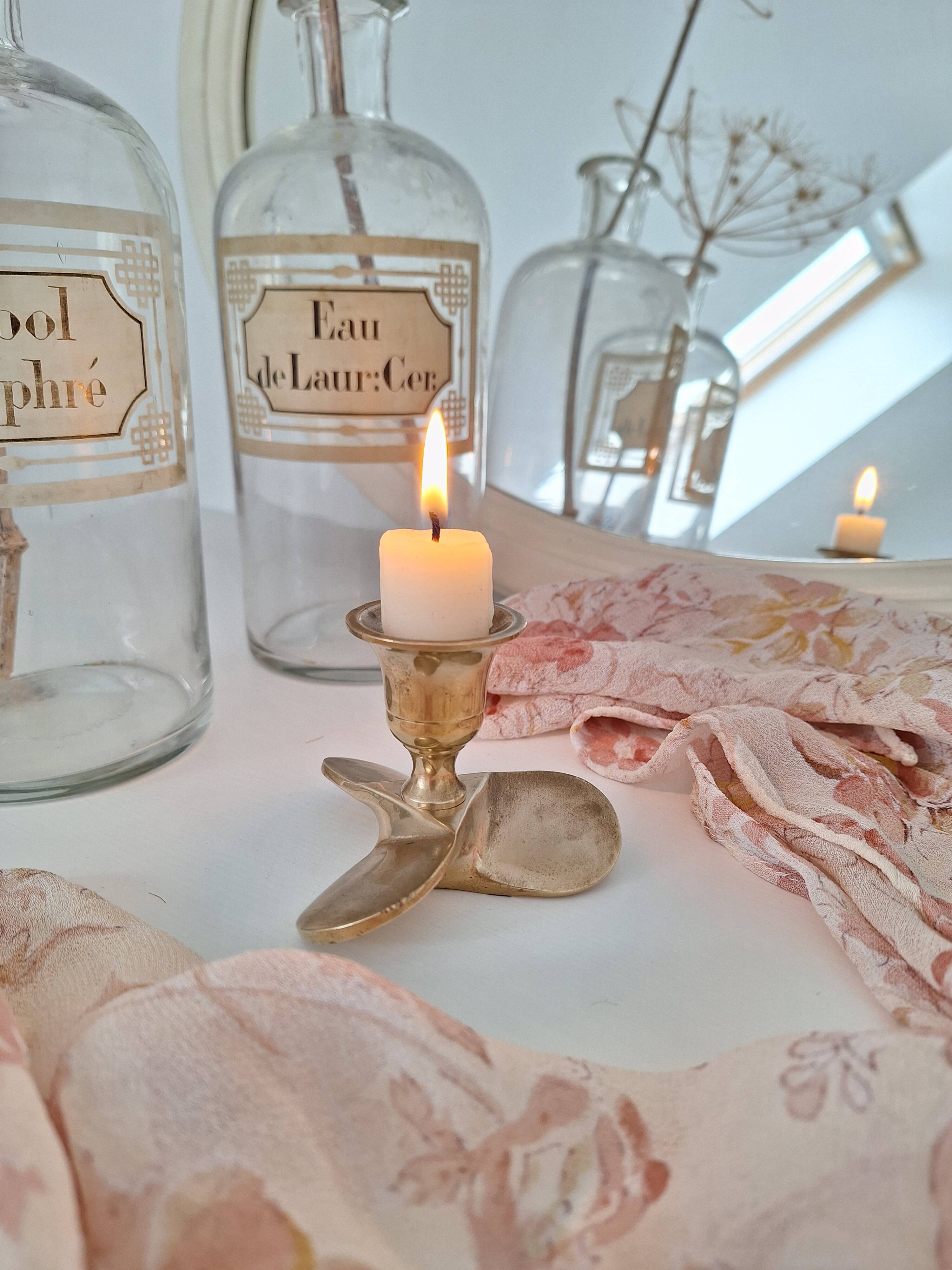 Solid brass propeller candlestick