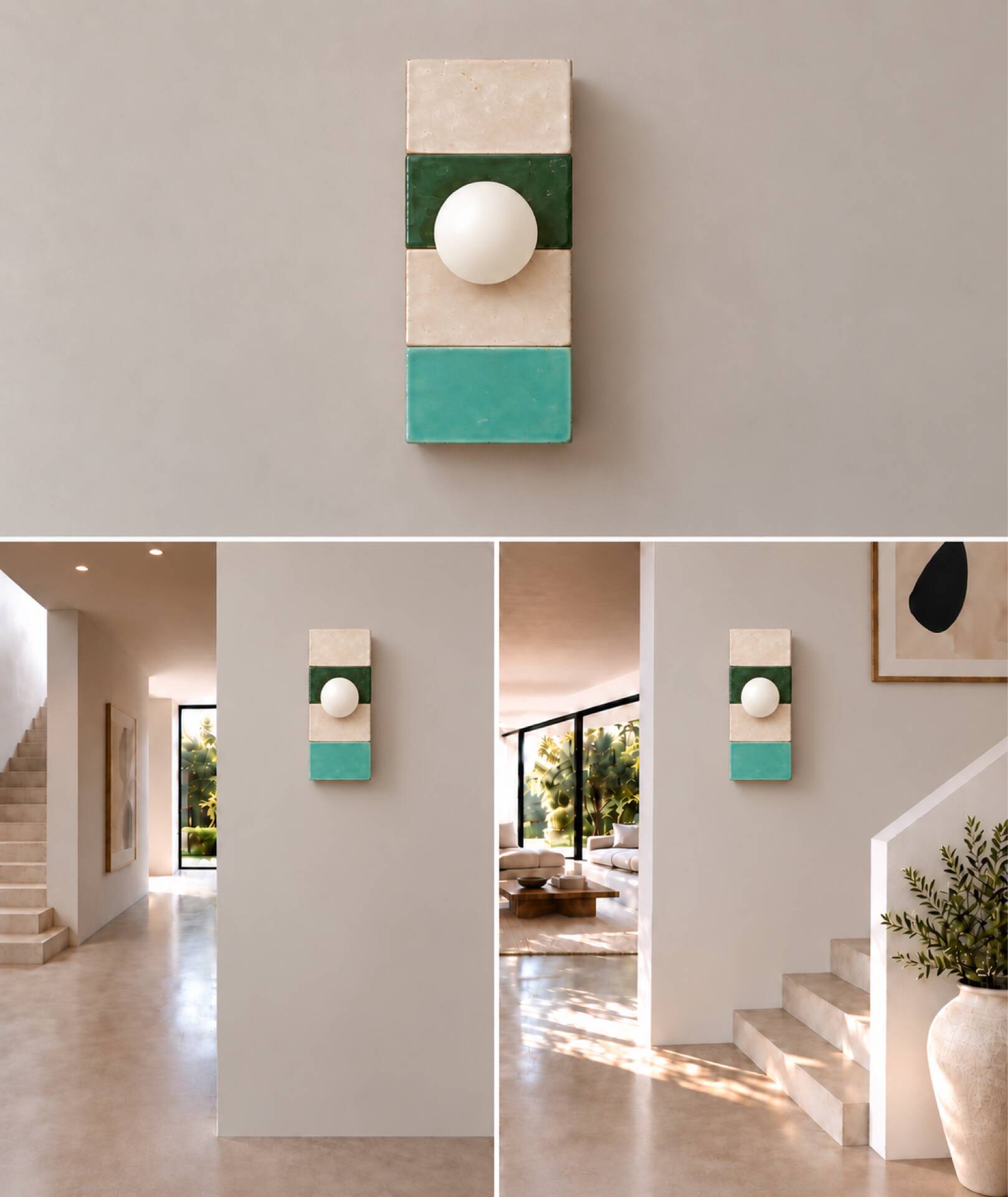Ceramic zellige wall lamp