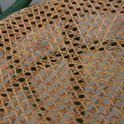 Set of 4 Green Vintage Bistro Chairs with Woven Rattan Seats