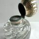 Large round inkwell 1.1 KG crystal Baccarat bamboo torso, silver hat Louis XV