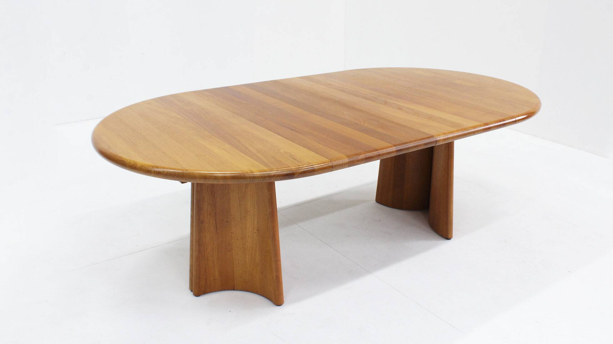 Vintage Danish round extendable dining table solid teak 1960s